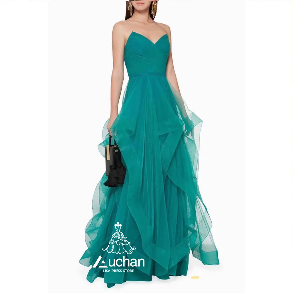 Асан Лиза Зелена вечерна рокля за абитуриентски бал без презрамки и дължина до пода без ръкави Летни елегантни сватбени рокли за парти за жени 2023