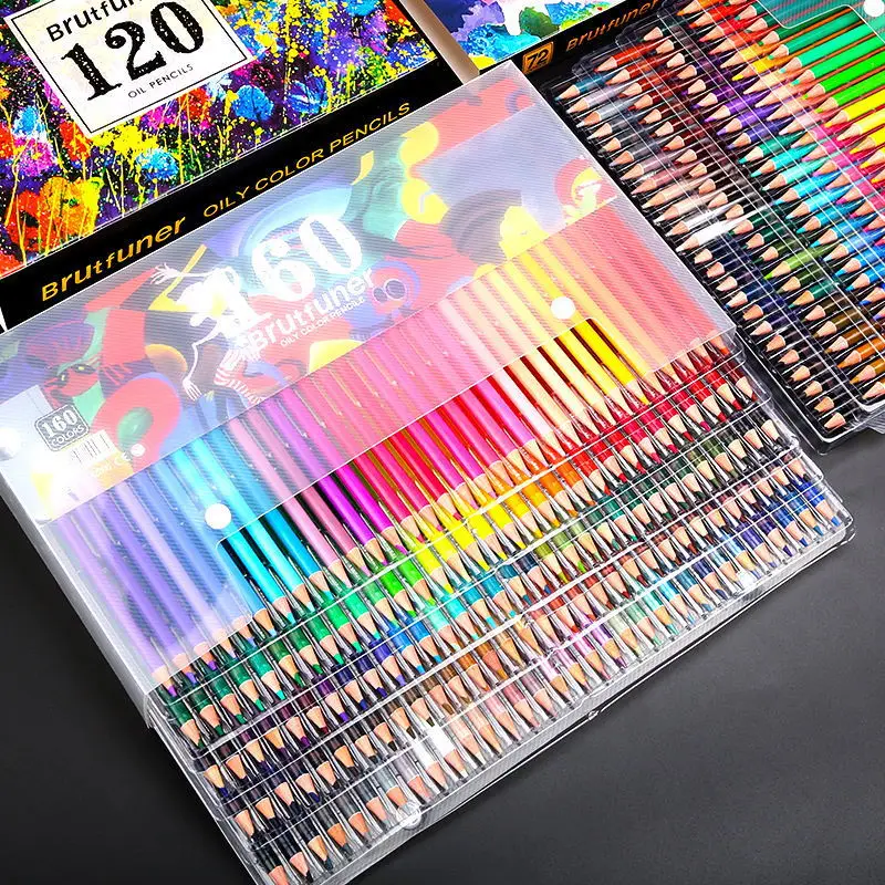 180/120/72/48 цветове Цветни моливи Brutfuner с чанта за съхранение, професионален набор от цветни моливи за рисуване, стоки за бродерия
