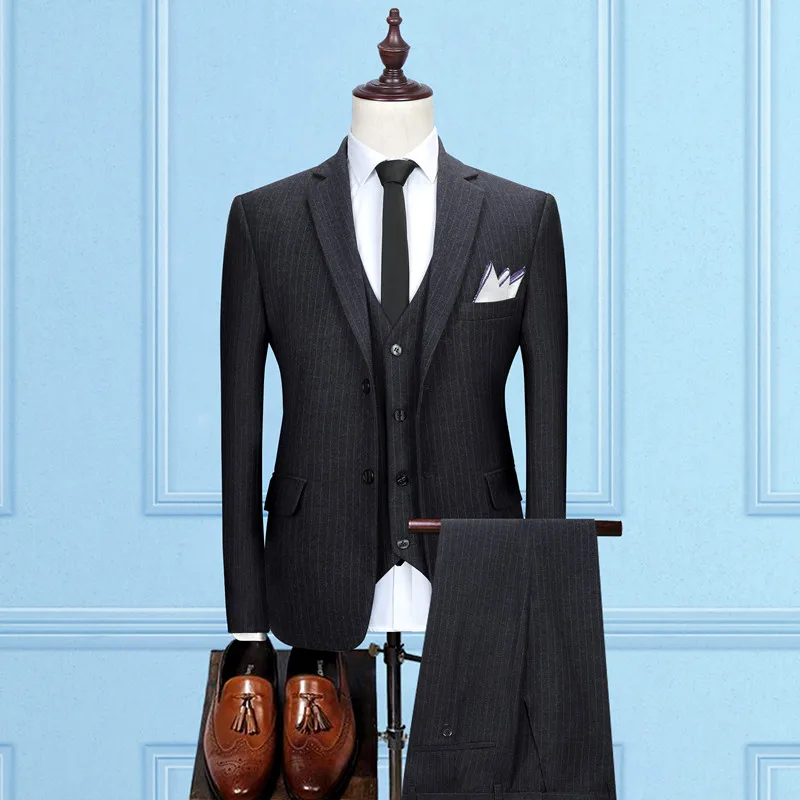 (Сако + Панталон + Елек) Най-добър мъжки бизнес костюм за парти, най-добрият 2021 нов мъжки костюм, луксозен брендовый бутик, шарени смокинг за младоженеца, сватбена мода, смокинг