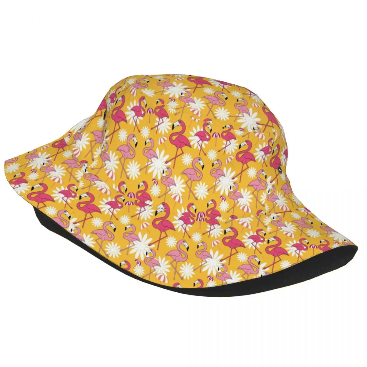 Обичай шапки-кофи с фламинго и цветя за мъже и жени, модни лятна плажна шапка рибар от слънцето