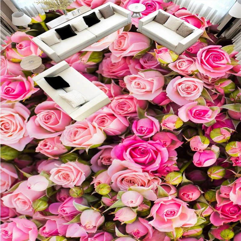 Beibehang Стенни картини По поръчка Начало Декор на 3d подове Романтично Розово море Баня Спалня Хол 3D Пол papel de parede tapety