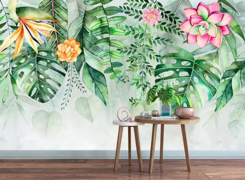Фотообои на поръчка Beibehang, голяма фреска, 3D тропически гори, бананови листа, фотообои, 3d хол, 3d тапети