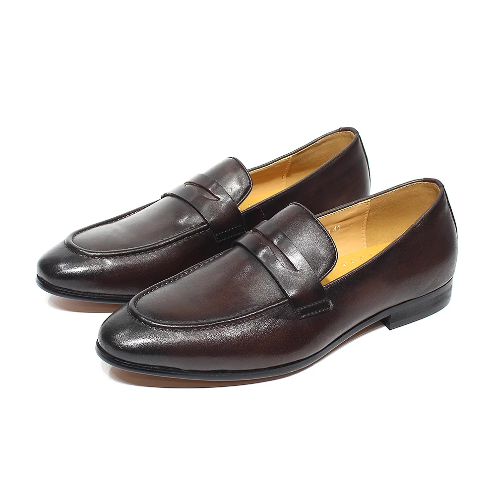 FELIX CHU / мъжки лоферы с пени, кожени обувки от естествена кожа, елегантни, ежедневни модел обувки за сватбени партита, кафяво-черни мъжки обувки