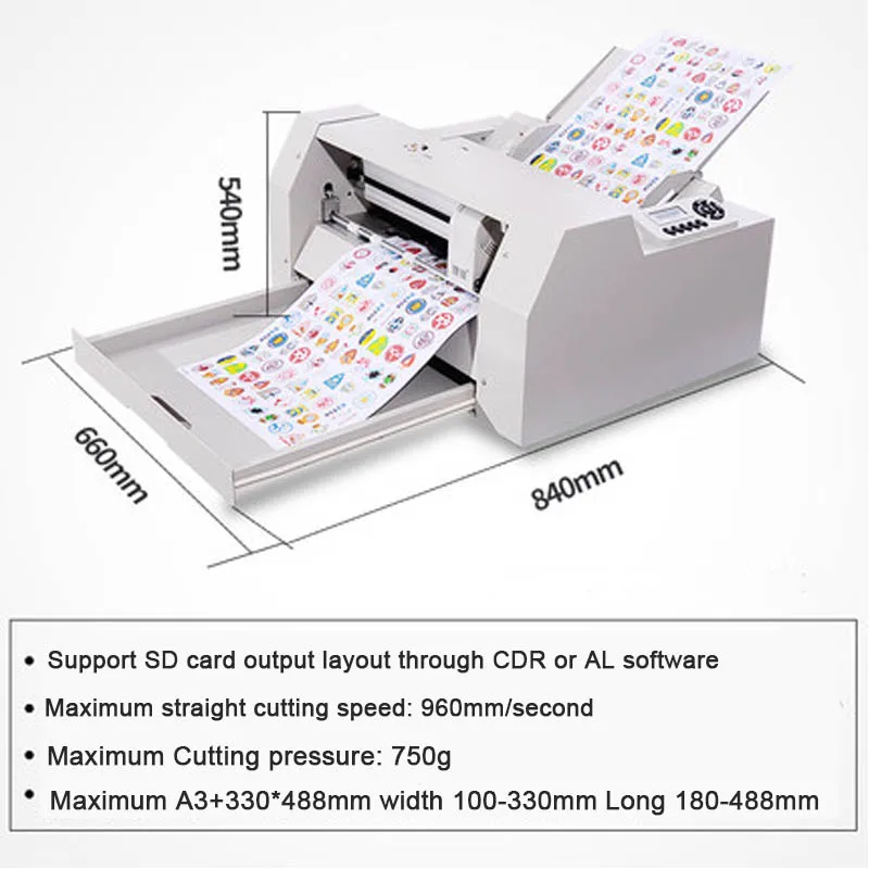 Автоматична машина за рязане на етикети A3 +, самозалепващи машина за щанцоване фолио за автомобилни стикери, машина за рязане на хартия с автоматично подаване на хартия