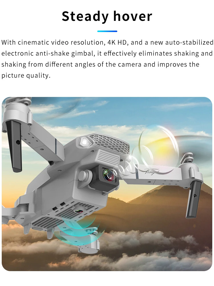Безпилотни летателни апарати с камера с двойна 4K HD, трипътен интелигентна система за заобикаляне на препятствия, сгъваема квадрокоптер, студентски радиоуправляеми самолети