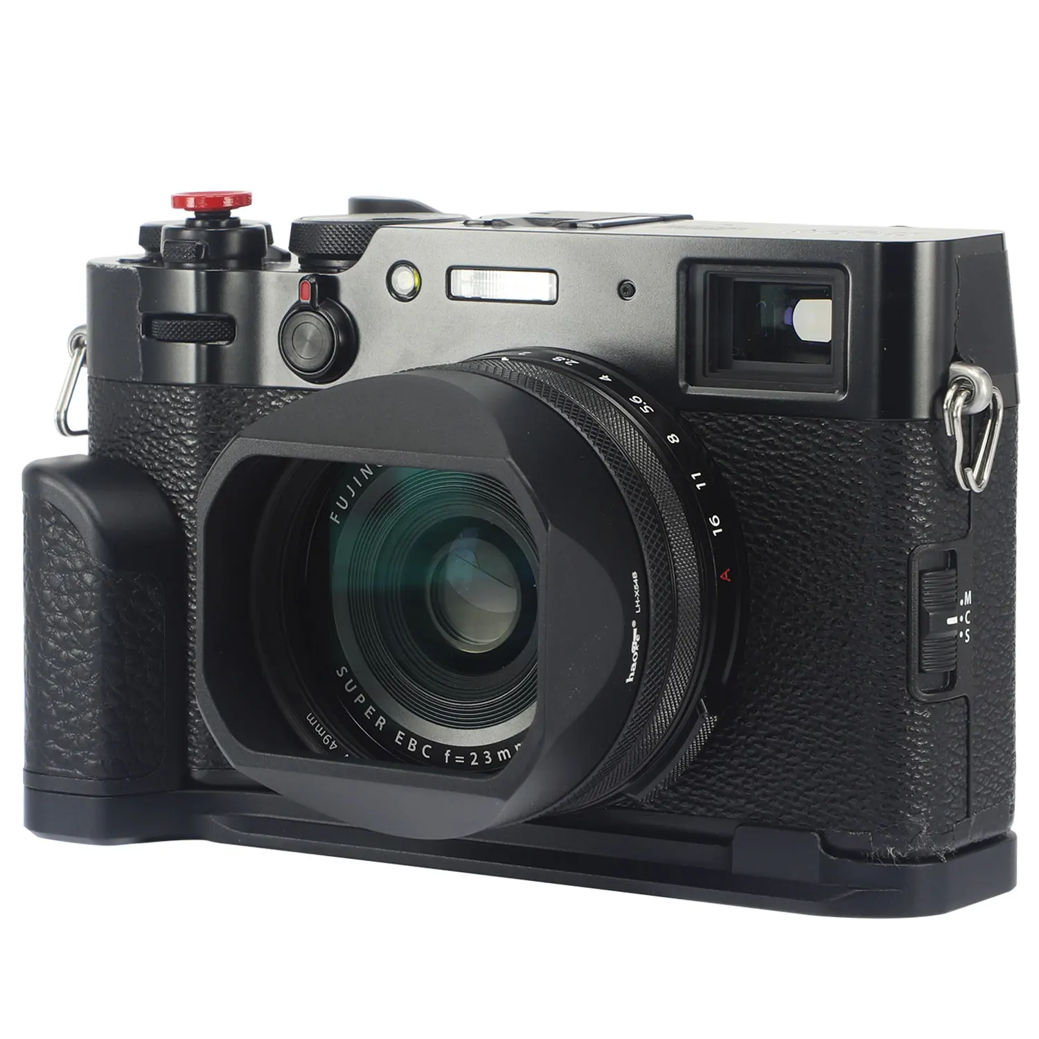 Haoge LH-X54B квадратна метална сенник за обектив обектив с преходен пръстен 49 мм за фотоапарати Fuji Fujifilm X100V черен