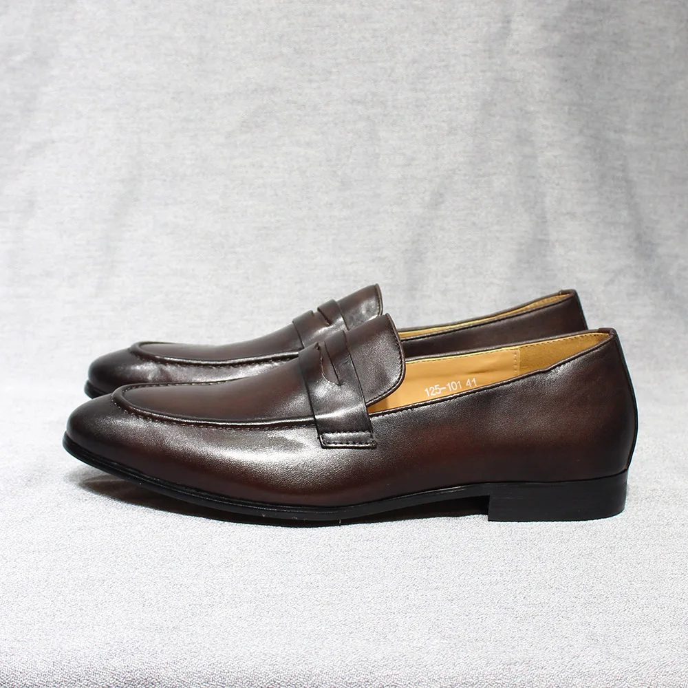 FELIX CHU / мъжки лоферы с пени, кожени обувки от естествена кожа, елегантни, ежедневни модел обувки за сватбени партита, кафяво-черни мъжки обувки