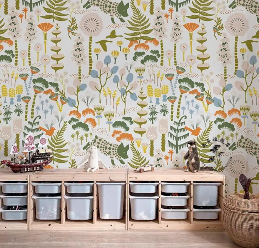 Стенни рисувани papel de parede на поръчка тапети с растенията в пасторальном стил в американски стил Тапети за хола спални Тапети за стени