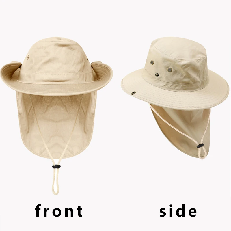 Мъжки панама с шал, лятна защита за лицето и шията, дишаща туристическа шапка за риболов, шапка с лента за врата, солнцезащитная шапка с защита от uv