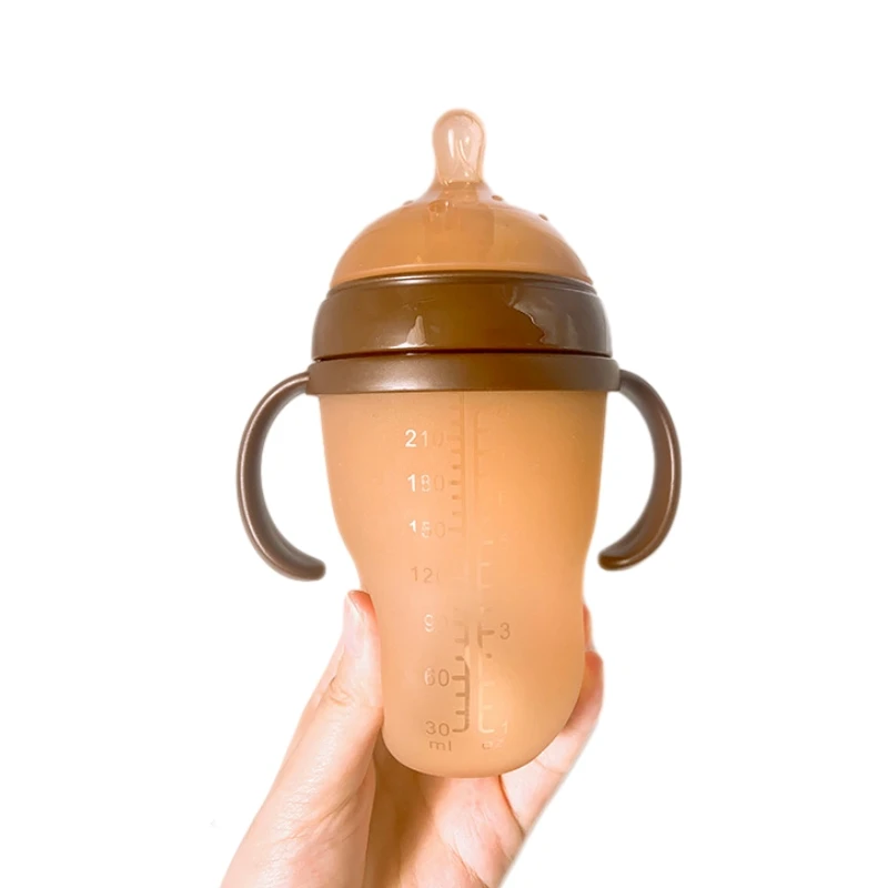 Силиконови нано шише за хранене от бебешка бутилка с дръжка за отбиване на бебето от задавяне, бутилка-зърното за дете 0-9 месеца 150 мл/250 мл