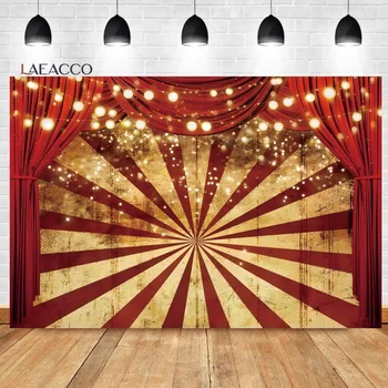 Laeacco Златна блестящ червен завеса, фон за снимки, цирк, карнавал, блестящи ивици, детски душ, на фона на фотосесия в деня на раждането