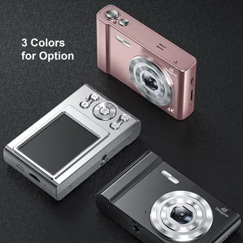 Цифров фотоапарат 4K камера 48MP 2,4-инчов IPS екран с разпознаване на лица автофокус светкавица и батерия, с 32 GB карта памет подарък за Коледа Новост