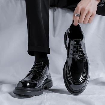 Луксозно бизнес официалната кожени обувки, мъжки ежедневни модела обувки, класически oxfords с гланцово езда, мъжки офис обувки B225