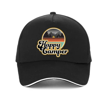 Шапка Happy Camper, лятна шапка за къмпинг, мъжки и дамски бейзболна шапка, зелена шапка за разходки, спортна шапка за шофьор на камион на открито