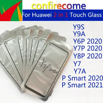 10 бр. \Лот 2 в 1 LCD Сензорно Стъкло За Huawei Y9S Y9A У 7 Y7A Y6P Y7P Y8P P Smart 2020 2021 Стъклени лещи с изцяло сензорен екран с лепило ЗЗД