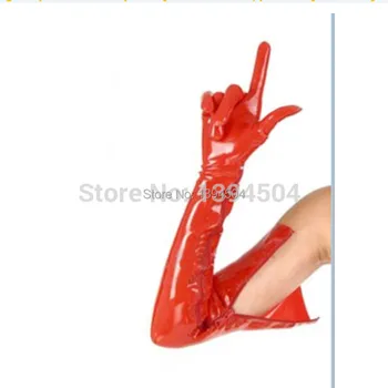 2017 Нов дизайн, секси костюм, модни дамски обувки, дълги латексови ръкавици с цип с пет пръста XS-XXL, безплатна доставка