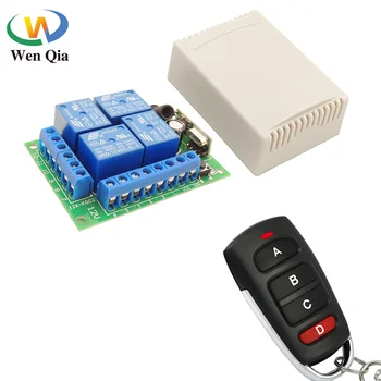 Универсална безжично дистанционно управление WenQia DC 12V 4CH модул релейного приемник с 4-канальным радиочестотни дистанционно управление 433 Mhz