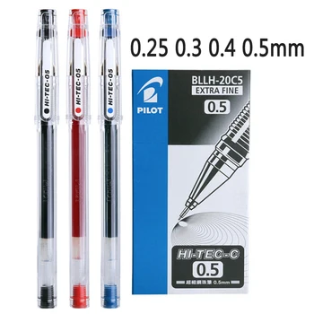 12 бр./кор. набор от гелевых дръжки Pilot HI-TEC 0,25 0,3 0,4 0,5 мм Химикалка писалка с тънка игла Неутрален Гел мастило Черно, синьо, Червено BLLH-20C4