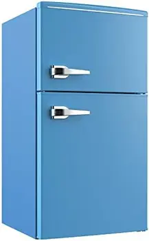 Мини хладилник с фризер обем 3 кубически фута в ретро стил за вашия домашен офис или на хотел, ръчно разморозка и регулируема температура 3 ° C