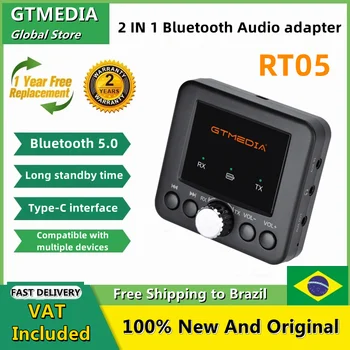 GTMEDIA RT05 Многофункционален Аудиоадаптер Bluthtooth 5,0 Приемник Предавател с 3.5 мм Безжичен Адаптер AUX Аудио за Домашно телевизора