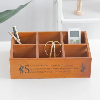 Многофункционален Дървена Кутия За съхранение с 6 Мрежи, Дървени саксии за цветя, чиния, в ковчег За Бижута Кутия за Чай, Кафе, Кутия За предмети