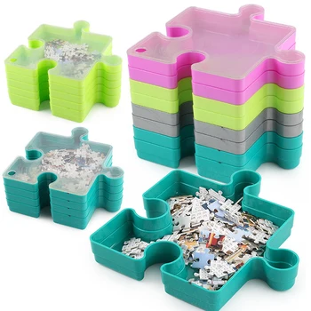 6-слойный кутия за съхранение с прозрачен капак, органайзер за сортиране на 3D пъзела, многофункционален инструмент за съхранение на пъзела