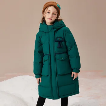 Новост европейската зимата, модерно детско палто 2022 г., лилава дълга naka яке за момичета, зелено и топло палто на утином топола за момчета