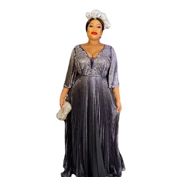 2023 Женствена рокля с пайети в африканския стил големи размери, елегантни дамски сватбени и вечерни рокли, лятото сексуалното дебнещ рокля с V-образно деколте за дамски партита