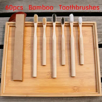 Новата бамбук четка за зъби за деца, четки за зъби Bambus за възрастни, 100% биоразлагаемая дървена четка Bambou за пътуване, семейно използването на
