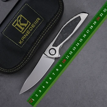Kanedeiia Обичай сгъваем нож NeOn NL Flipper с дръжка от титанова сплав, острието VG10, Туристически ловни ножове за плодове, EDC инструменти
