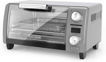 Цифров тостер за приготвяне на свеж и въздушна печене, пици 9 инча или 4 филийки хляб, сив