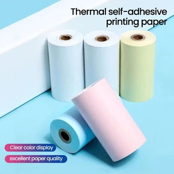 57 мм мини-хартия за печат на етикети, цветни залепващи самозалепваща хартия, 57x30 мм, бели ролки стикери, термопринтер, фотохартия