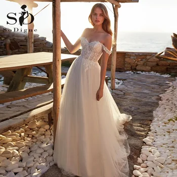 Винтажное сватбена рокля на принцеса SoDigne 2022, елегантен корсет с кружевными апликации, сватбената рокля Robe De Mariee