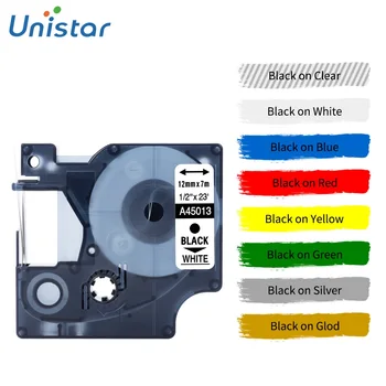 Unistar 1БР A45013 12 мм Labeller Лента, Съвместима за Dymo Label Maker 210D 360D 280 160 A45010 A45018 A45016 A45017 A45019 Бележки