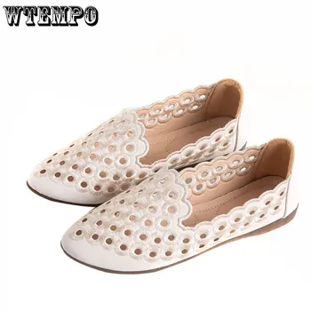 WTEMPO, лятна дамски обувки на равна подметка, кожени ежедневни лоферы, дамски мокасини без закопчалка, удобни дамски обувки, директен доставка
