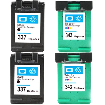 тонер касета за принтер от 4 опаковки, съвместим с чернильными касети HP 337 XL + 343 XL PhotoSmart C4180 C4100 C4140 C4175 C4190 D5160