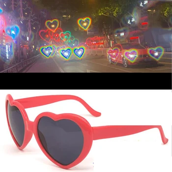 Слънчеви Очила Love Heart Shape За Жени, Рамка за PC, Промяна на Светлината, Лещи Love Heart, Цветни Слънчеви Очила, Дамски Червени, Черни Нюанси