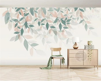Обичай пресни растителни акварели листа тапети в скандинавски стил стенопис дневна спалня ТЕЛЕВИЗИЯ фон на стените, 3d тапети, стикери за стена