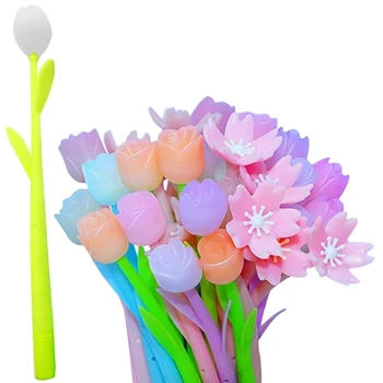 60 бр., с променящ се цвят на цвете писалка, гел химикалка, подходяща за училище, офис, подарък за деца и момичета