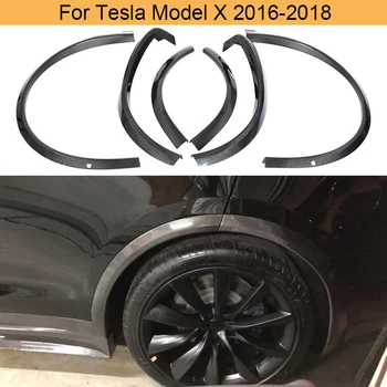 Автомобилни колесни арки, изработени от въглеродни влакна, калници за вежди, светкавица за Tesla Model X 2016 2017 2018, калници за брызговиков, ленти