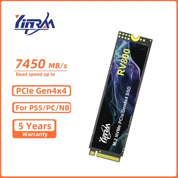 Твърд диск YINRAM M. 2 SSD диск 1 TB И 2 TB NVMe PCIe 4,0 SSD Твърд диск M. 2 512 GB Вътрешен Твърд диск 7450 MB/s. за вашия Десктоп на лаптопа PS5