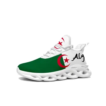 Алжирските флаг маратонки на равна подметка мъжки женски Алжирския спортни маратонки за бягане, висококачествени маратонки, окото обувки дантела, обувки по поръчка