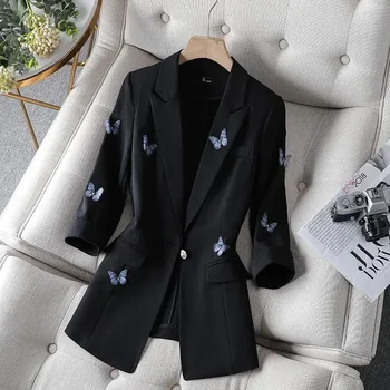 Casaco Feminino, модерен костюм, сако, дамски 2023, пролет-лято, черен блейзър, винтажное ново финото палто с принтом, блузи, дамски якета