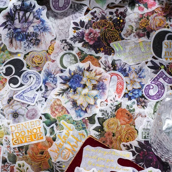 JIANWU 50 Листа, Цветя Серия От Ръцете на Ретро Цветен Декор Материал Бронзирующий Стикер Васи Творчески DIY Колаж Канцеларски материали