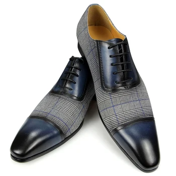Висококачествени обувки от естествена кожа без нетиране, елегантна и стилна дизайнерска мъжки обувки дантела, нова британската ежедневни кожени обувки