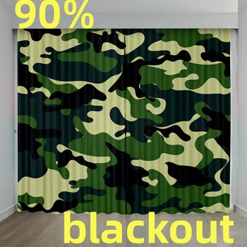 Нов камуфлаж завеса, устойчиви на мръсна военна подготовка на фона на плат дял завеса, тъмно зелено момче спалня прозорец