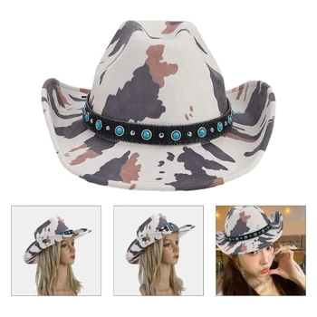Възрастен ковбойская шапка с принтом крави за жените модели на Западна ковбойская шапка ковбойская шапка камуфлаж показват снимки