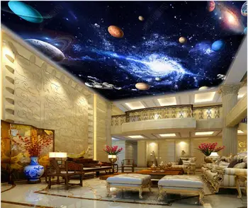 3d таван, тапети, стенни картини, синята вселената, космическите мъглявината, планета, начало декор за хола, фотообои по поръчка за стени, на рула