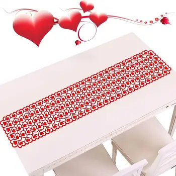 Настолна пътека с дантела във формата на сърце, настолна песен на Свети Валентин с модел под формата на червено сърце, празнична кухненски пътека за обедната маса, украса за