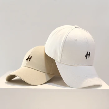 Модерна бейзболна шапка за жени и мъже с бродерия буквата H, бейзболни шапки в стил хип-хоп, памучни шапки от слънцето, унисекс, обикновена шапка с козирка